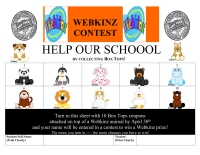10 per Sheet - Webkinz Contest Prize Form 