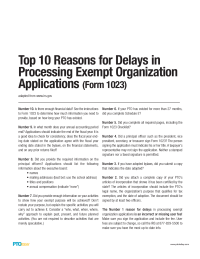 PTO Today: IRS Top 10 Reasons for Delays in Processing Form 1023