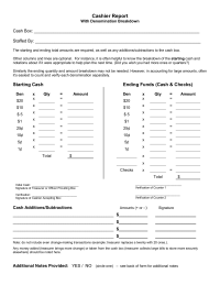 Cash Box Form - Detailed
