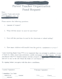 Teacher and Staff PTO Fund Request