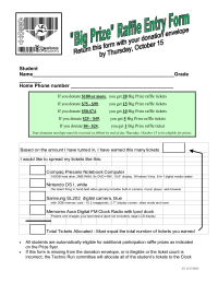 Middle School Fun Run Prize Entry Form