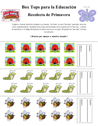Spanish Version 30 ct. Spring Insect/Bug Collection Sheet