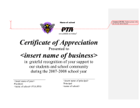 Certificate of appreciation for business donors