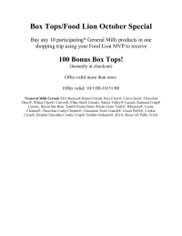 Box Tops/Food Lion Bonus Offer