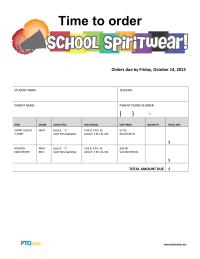 School Spiritwear Order Form