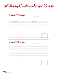 Holiday Cookie Exchange Recipe Cards