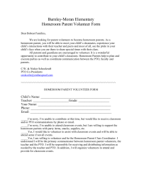 Homeroom Parent Volunteer Form
