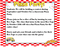 Box Tops Pizza Party Sept/Oct