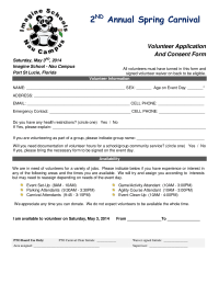 Volunteer Application, Release Consent and Waiver