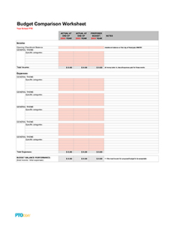 Budget Comparison Worksheet