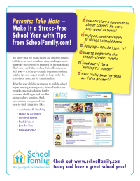 SchoolFamily.com custom designed flyer for parents