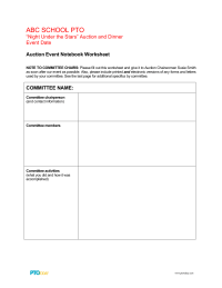 PTO Today: Auction Event Notebook Worksheet
