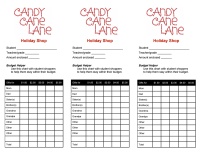Holiday Shop Budget Envelope Label: Candy Cane Lane