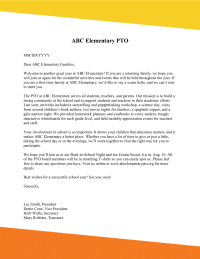 PTO Today: Back to School Welcome Letter