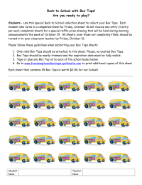 Back to School with Box Tops Collection Sheet