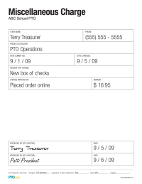 PTO Today: Miscellaneous Charge Form (completed sample)