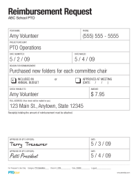 PTO Today: Reimbursement Request Form (completed sample)