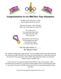 Results flyer/poem for Winter Olympics collection contest