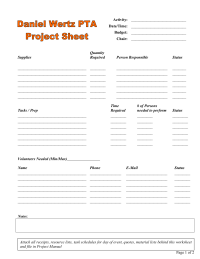 Committee/Project Worksheet